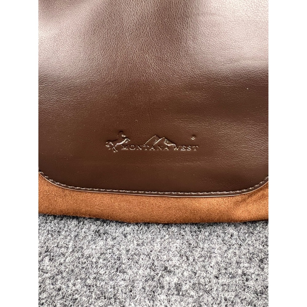 Montana West Brown Faux Suede Fringe Crossbody Bucket Bag Boot Stitch Hobo NWT - Picture 5 of 10